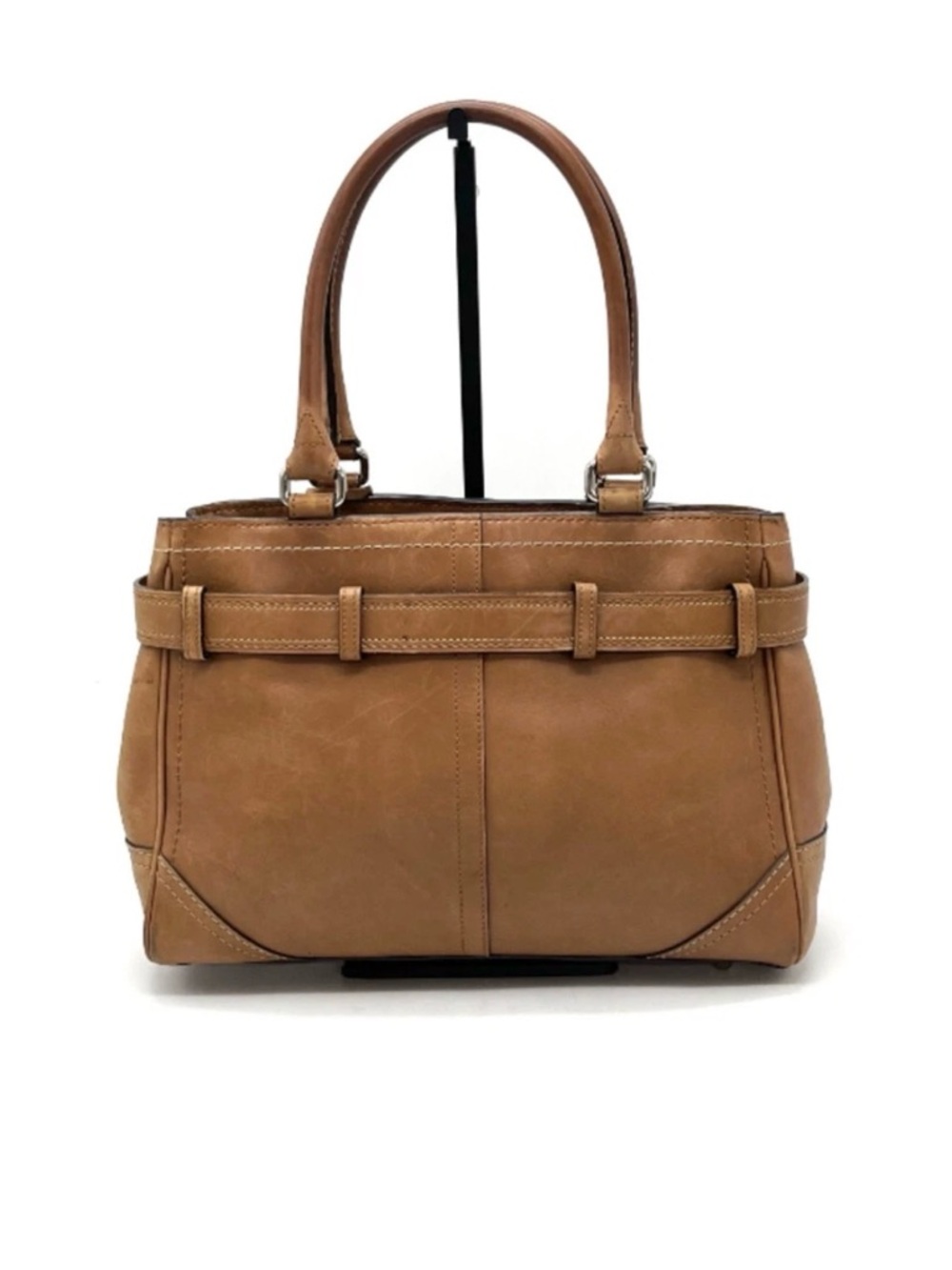 Coach Tan Leather Satchel with Bit-Detail - Picture 3 of 11